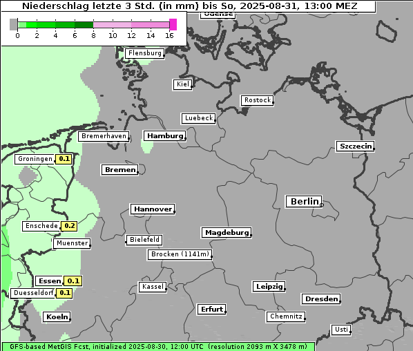 Niederschlag, 31. 8. 2025