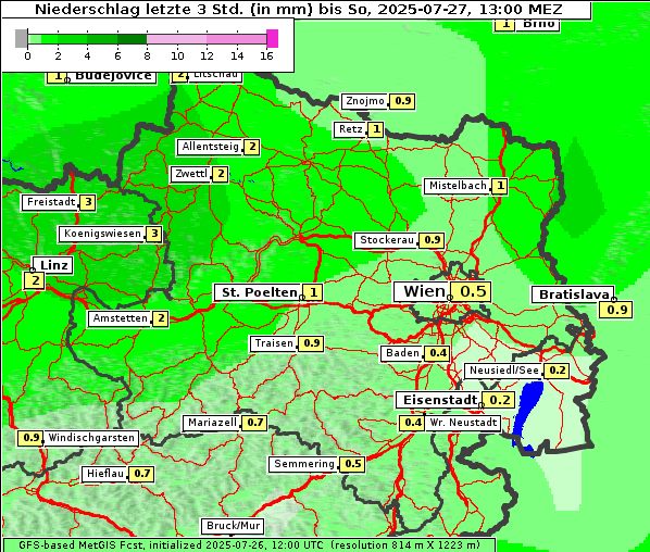 Niederschlag, 27. 7. 2025
