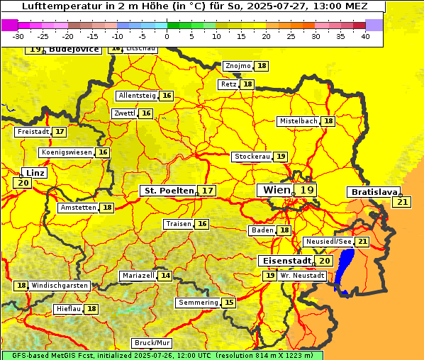 Temperatur, 27. 7. 2025
