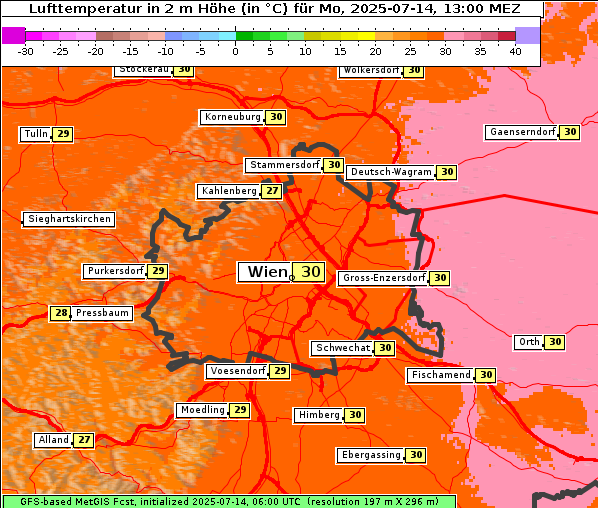 Temperatur, 14. 7. 2025