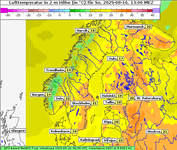 Temperatur, 10. 8. 2025
