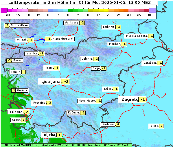 Temperatur, 5. 1. 2026