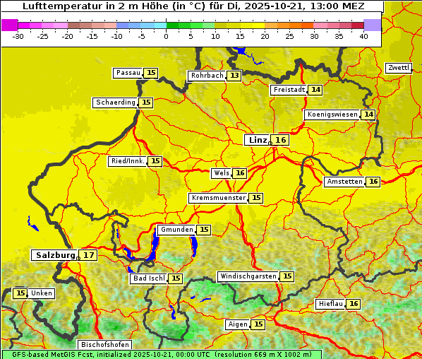 Temperatur, 21. 10. 2025