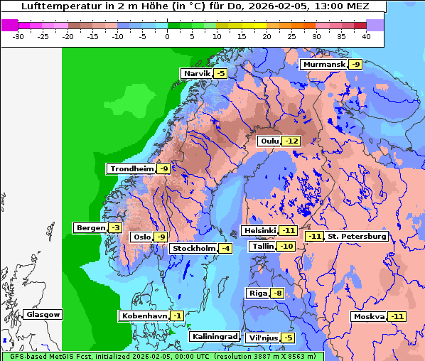 Temperatur, 5. 2. 2026