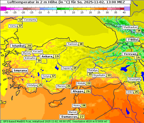 Temperatur, 2. 11. 2025
