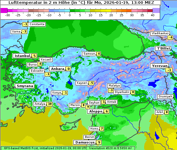Temperatur, 19. 1. 2026