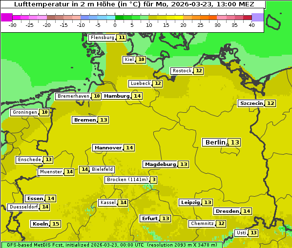 Temperatur, 23. 3. 2026