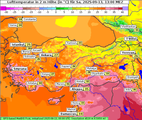 Temperatur, 13. 9. 2025