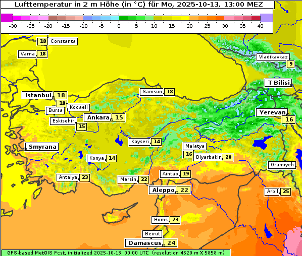 Temperatur, 13. 10. 2025