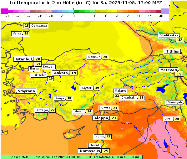 Temperatur, 8. 11. 2025