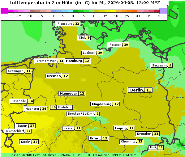 Temperatur, 8. 4. 2026