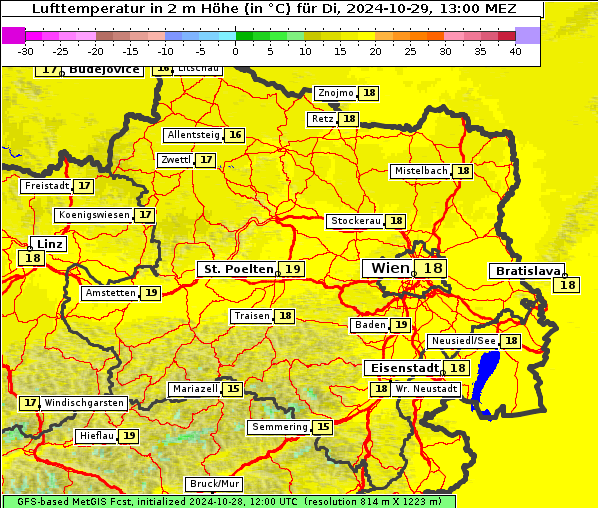 Temperatur, 29. 10. 2024