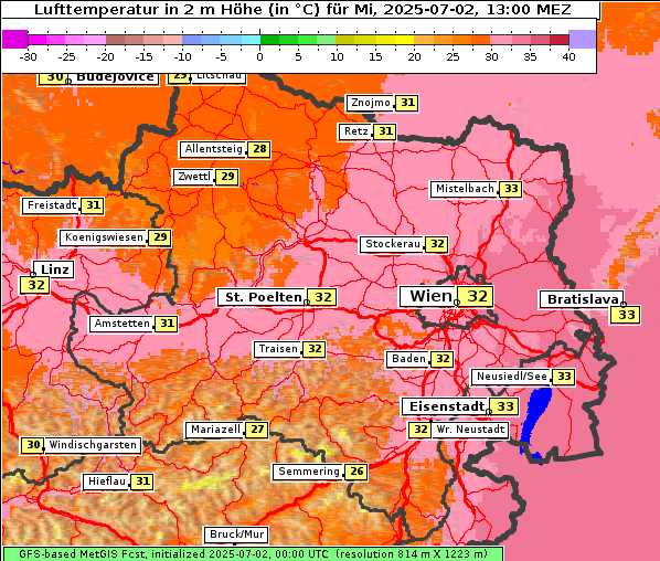 Temperatur, 2. 7. 2025