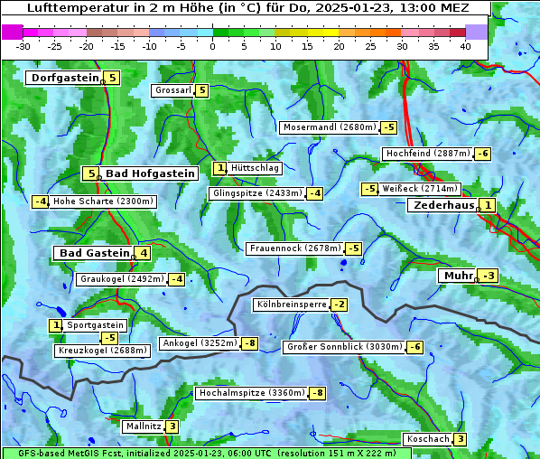 Temperatur, 23. 1. 2025