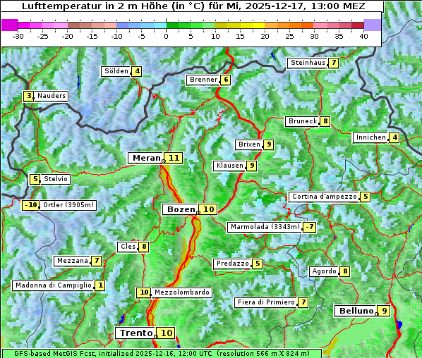 Temperatur, 17. 12. 2025