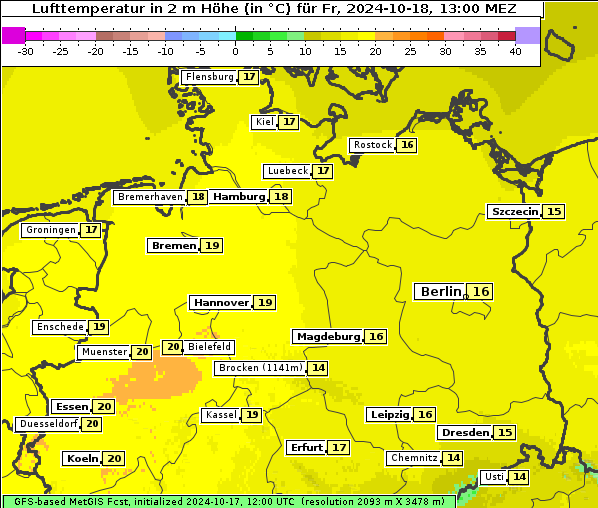 Temperatur, 18. 10. 2024