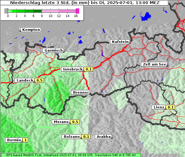 Niederschlag, 1. 7. 2025