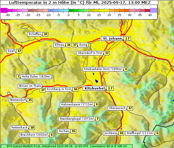 Temperatur, 17. 9. 2025