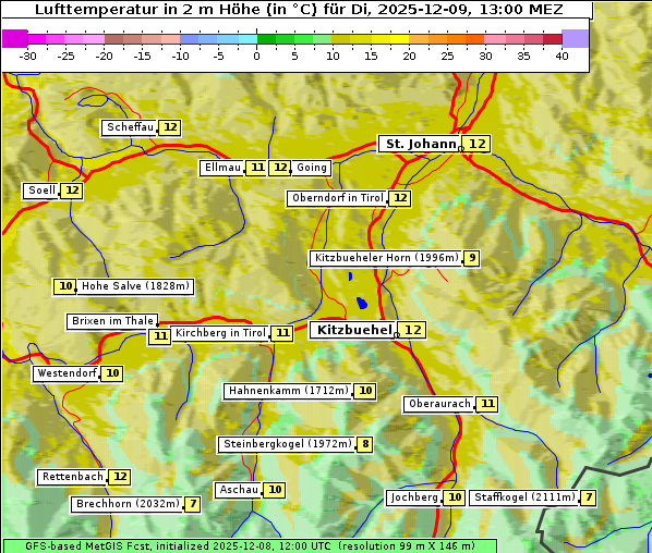 Temperatur, 9. 12. 2025