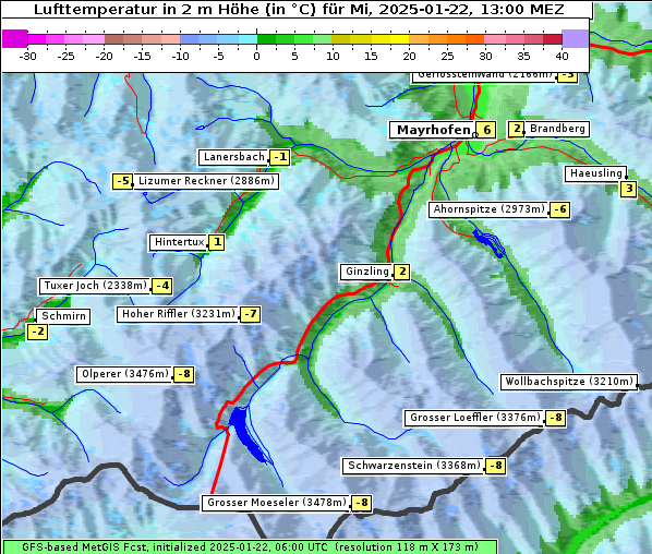 Temperatur, 22. 1. 2025