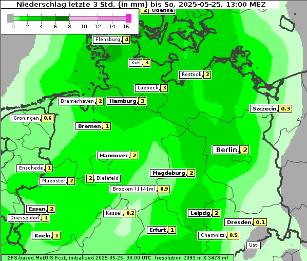 Niederschlag, 25. 5. 2025