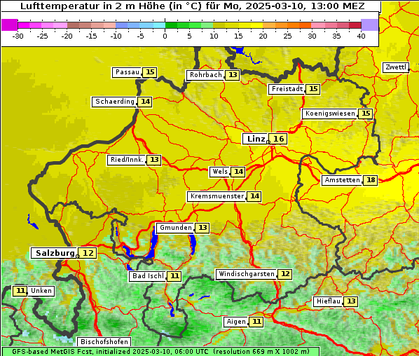 Temperatur, 10. 3. 2025