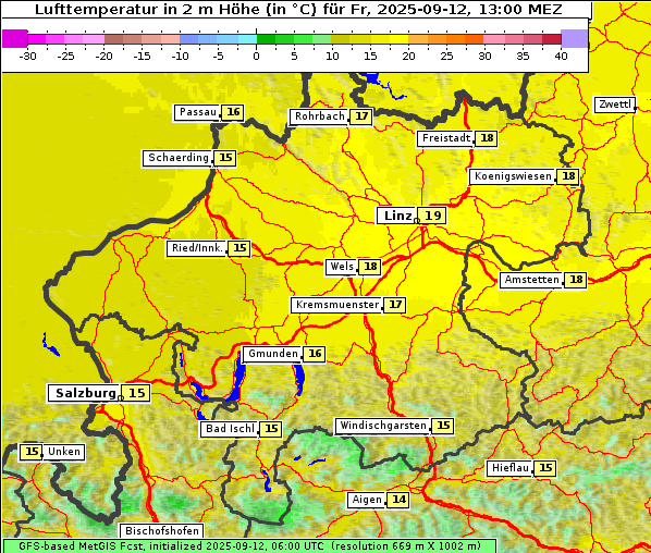 Temperatur, 12. 9. 2025