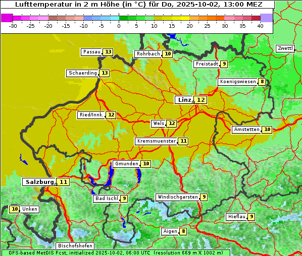 Temperatur, 2. 10. 2025