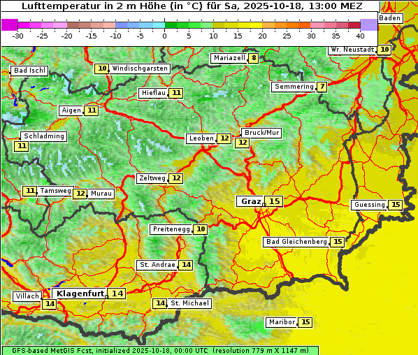 Temperatur, 18. 10. 2025