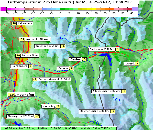 Temperatur, 12. 3. 2025