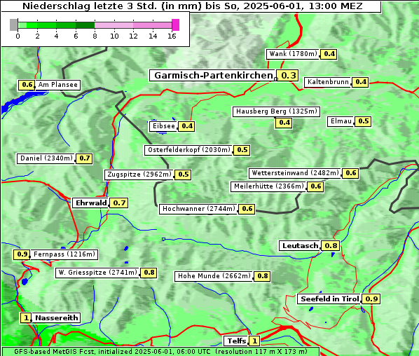 Niederschlag, 1. 6. 2025