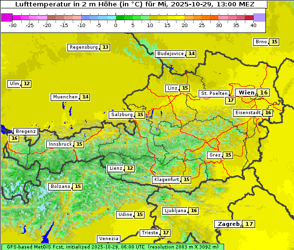 Temperatur, 29. 10. 2025