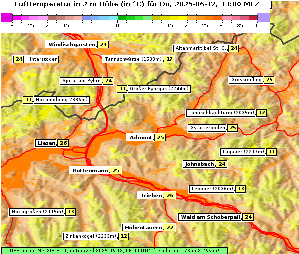 Temperatur, 12. 6. 2025