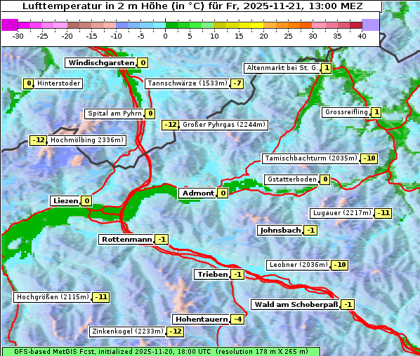 Temperatur, 21. 11. 2025
