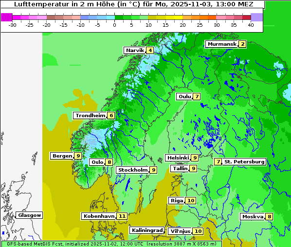 Temperatur, 3. 11. 2025