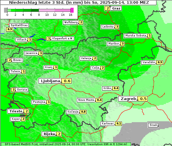 Niederschlag, 14. 9. 2025