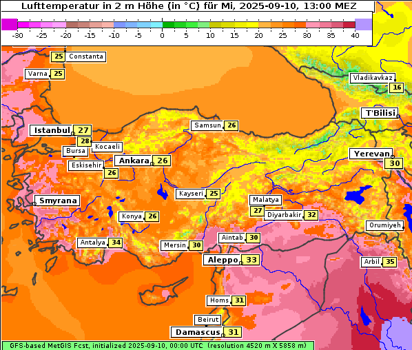 Temperatur, 10. 9. 2025