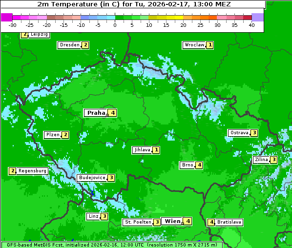 Temperatur, 17. 2. 2026