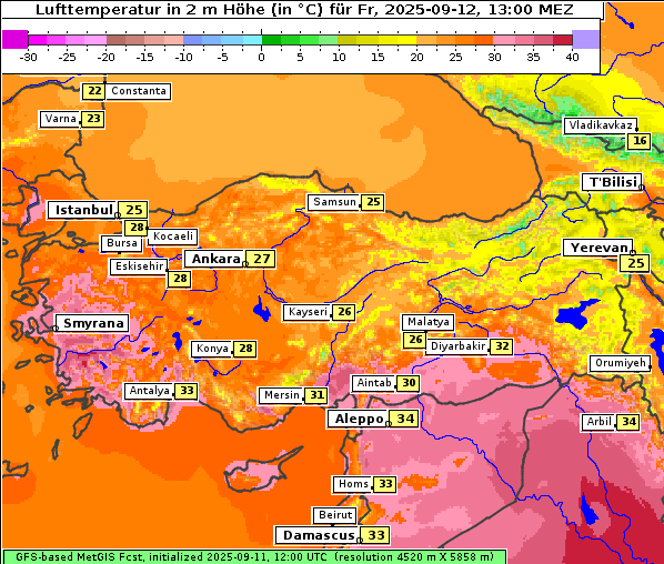 Temperatur, 12. 9. 2025