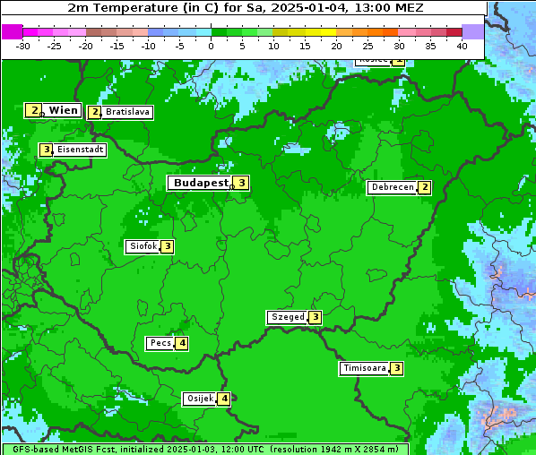 Temperatur, 4. 1. 2025