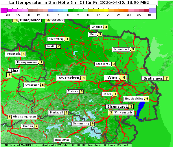 Temperatur, 10. 4. 2026