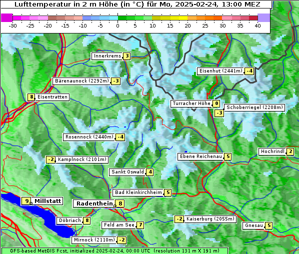 Temperatur, 24. 2. 2025