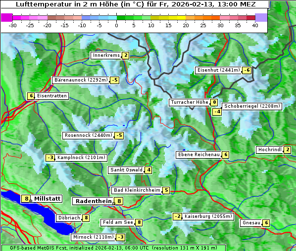 Temperatur, 13. 2. 2026
