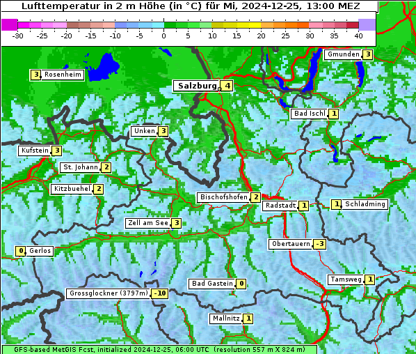 Temperatur, 25. 12. 2024