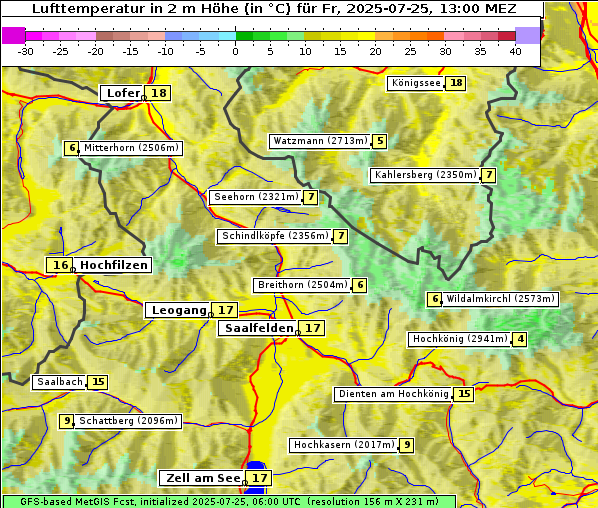 Temperatur, 25. 7. 2025
