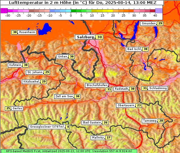 Temperatur, 14. 8. 2025