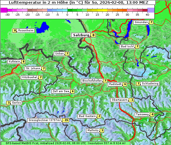 Temperatur, 8. 2. 2026