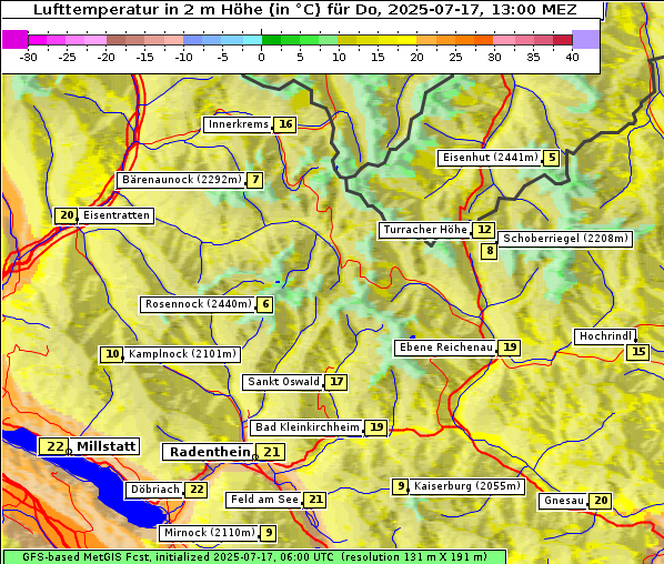 Temperatur, 17. 7. 2025