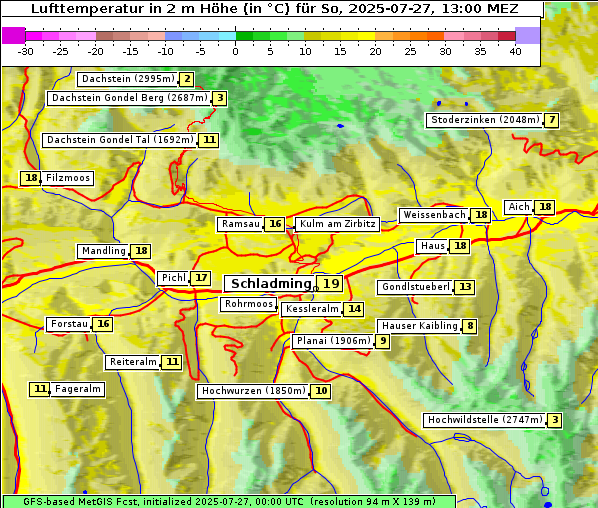 Temperatur, 27. 7. 2025
