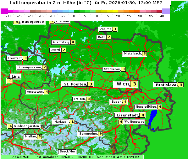 Temperatur, 30. 1. 2026